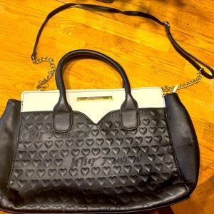 Betsey Johnson Vegan Leather Retro Style Chain Tote handbag Heart Purse